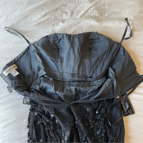 Sherri Hill Black Sequin Strapless Cocktail Dress Size 2 - Picture 4 of 8